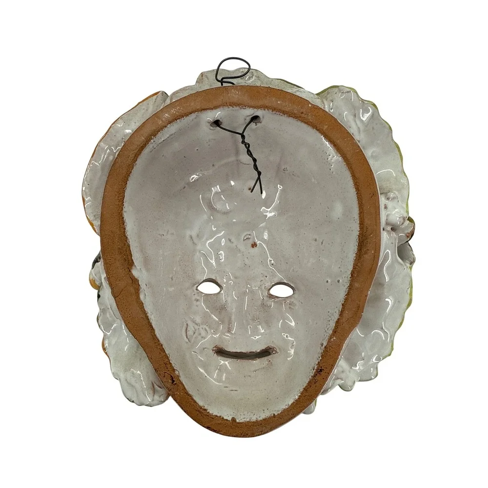 Majolica Bacchus Italy Italian Ceramic Pottery Face Mask‎ Grapes Leaves